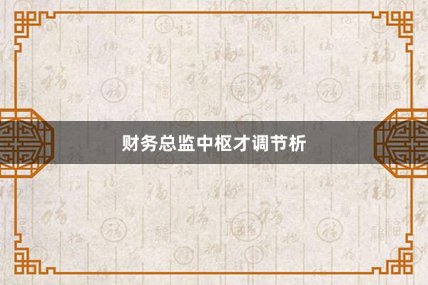 财务总监中枢才调节析